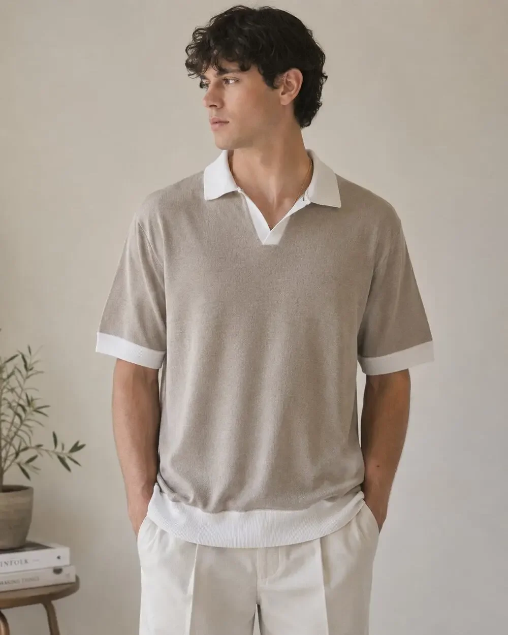 Buffalo David Knot Dress Pull Over Collar shirt